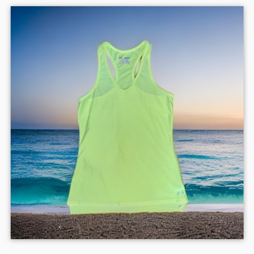 Women’s Under Armour Heat Gear Yellow Tank Top—logo Sz M-Like New​​​​​ - Picture 8 of 13